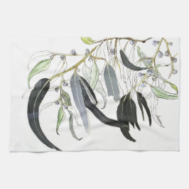 緑色淡い色ののゴムの葉の色 キッチンタオル