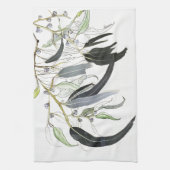 緑色淡い色ののゴムの葉の色 キッチンタオル (縦)