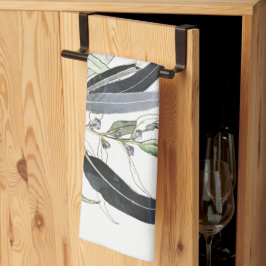 緑色淡い色ののゴムの葉の色 キッチンタオル