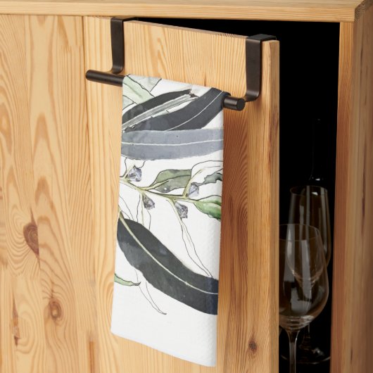 緑色淡い色ののゴムの葉の色 キッチンタオル (三つ折り)