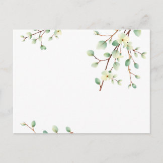 緑色淡い色のユーカリ水彩 ポストカード
