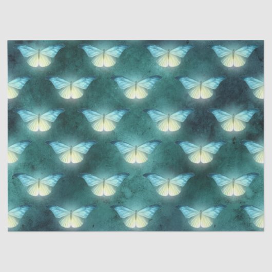緑色白熱［赤熱］光を放つの蝶の切り離 薄葉紙 (正面)