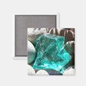 緑色石英と石自然岩鉱物 マグネット (正面/裏面)