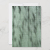 緑色素朴の木目の白いスクロール作業日付の保存 セーブザデート (裏面)