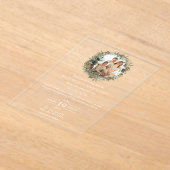 緑色結婚の写真の子供と結婚一緒に アクリル招待状 (レイダウン)