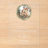 緑色結婚の写真の子供と結婚一緒に アクリル招待状 (正面)