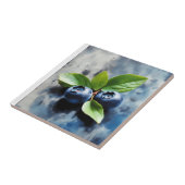 緑色絵画のブルーベリーを持つ2つのブルーベリーの葉のの タイル (側面)