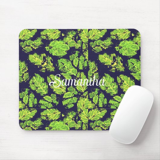 緑色自然アクリル絵を描リーフ マウスパッド (マウス)