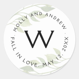 緑色葉葉シールパーティー結婚/s ラウンドシール