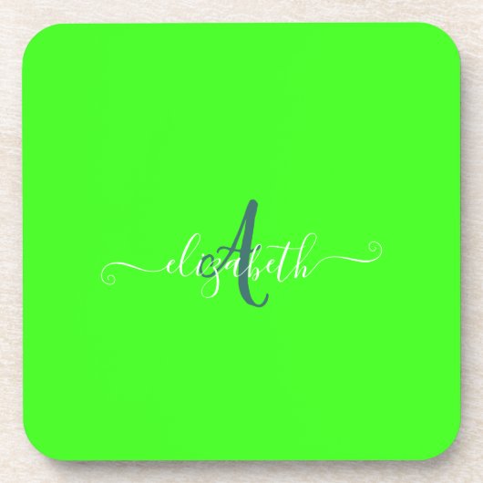 緑色蛍光ネオンモノグラム コースター (正面)