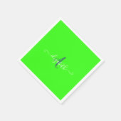 緑色蛍光ネオンモノグラム スタンダードカクテルナプキン (角)