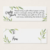 緑色観葉表示ブライダルシャワーミニギフトカード (正面&裏面)