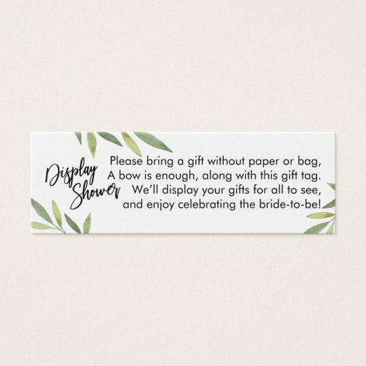 緑色観葉表示ブライダルシャワーミニギフトカード (正面)