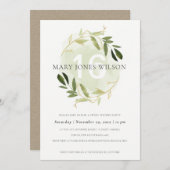 緑色金ゴールド葉リーススイート16誕生日カード サンキューカード (正面/裏面)