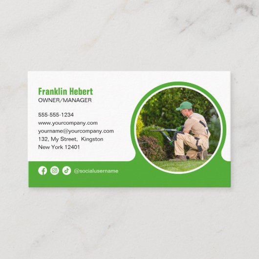 緑芝刈り風景デザイナーガーデン 名刺 (正面)