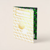 緑芝鉢とジャッキ金箔誕生日カード 箔カード (正面)