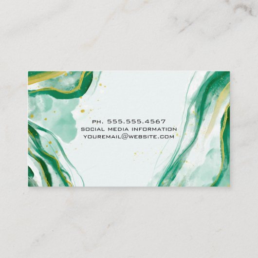 緑芸術的の水絵を描色 名刺 (裏面)