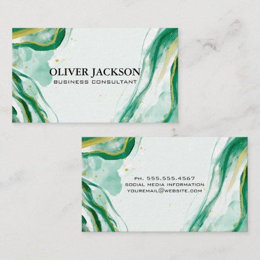 緑芸術的の水絵を描色 名刺 (正面/裏面)