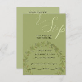 緑芸術的水色リースハンド色彩の鮮やか 出欠カード