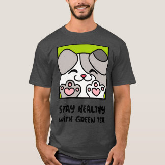 緑茶と健康を保つかわいい犬1 Tシャツ