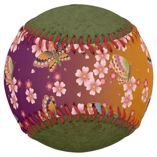 緑茶と蝶パーソナライズされた類 ソフトボール (正面)