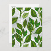緑茶の継ぎ目のないパタ葉ーン インビテーションポストカード (正面/裏面)