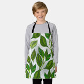 緑茶の継ぎ目のないパタ葉ーン エプロン (着用した状態)