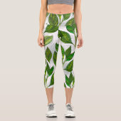 緑茶の継ぎ目のないパタ葉ーン カプリレギンス (正面)