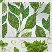 緑茶の継ぎ目のないパタ葉ーン キッチンタオル (折り畳み)