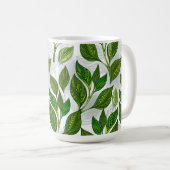 緑茶の継ぎ目のないパタ葉ーン コーヒーマグカップ (正面右)