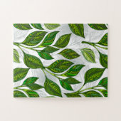 緑茶の継ぎ目のないパタ葉ーン ジグソーパズル (横)
