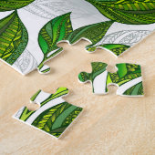 緑茶の継ぎ目のないパタ葉ーン ジグソーパズル (側面)