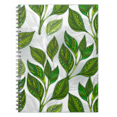 緑茶の継ぎ目のないパタ葉ーン ノートブック (正面)
