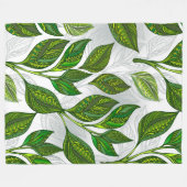 緑茶の継ぎ目のないパタ葉ーン フリースブランケット (正面(横))