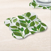 緑茶の継ぎ目のないパタ葉ーン ペーパーコースター (アングル)