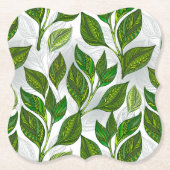 緑茶の継ぎ目のないパタ葉ーン ペーパーコースター (正面)