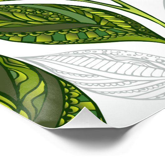 緑茶の継ぎ目のないパタ葉ーン ポスター (コーナー)