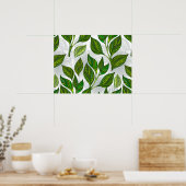 緑茶の継ぎ目のないパタ葉ーン ポスター (キッチン)