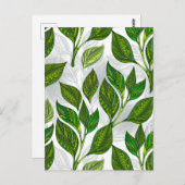 緑茶の継ぎ目のないパタ葉ーン ポストカード (正面/裏面)