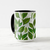 緑茶の継ぎ目のないパタ葉ーン マグカップ (正面左)