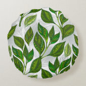 緑茶の継ぎ目のないパタ葉ーン ラウンドクッション (裏面)