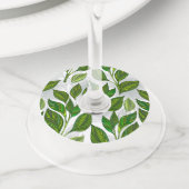 緑茶の継ぎ目のないパタ葉ーン ワイングラスタグ (クローズアップ)