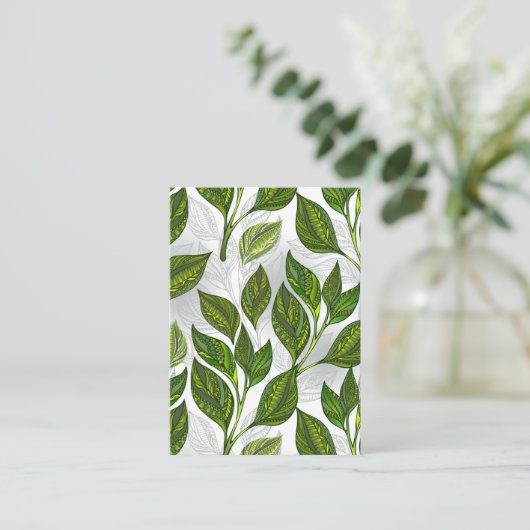 緑茶の継ぎ目のないパタ葉ーン 名刺 (スタンド正面)