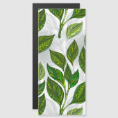 緑茶の葉のシームレスパターン マグネット招待状 (正面/裏面)