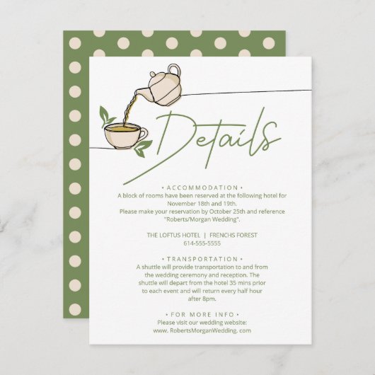 緑茶パーティー結婚詳細 エンクロージャーカード (正面/裏面)