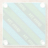 緑茶リーフィグリーン&アクアブルーケルトストライプツ ガラスコースター (裏面)