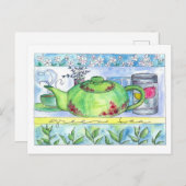 緑茶時間ティーポットジャスミン花 ポストカード (正面/裏面)