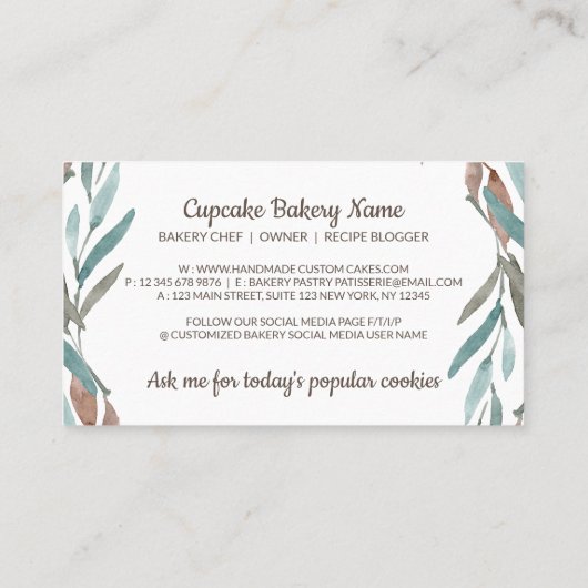 緑茶素朴花転がのピンベーカリー 名刺 (裏面)