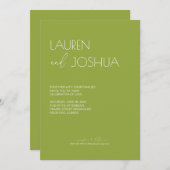 緑茶・モダンミニマリスト結婚スクリプト 招待状 (正面/裏面)