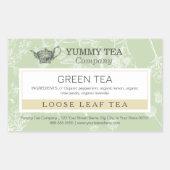 緑茶 – ルーズリーフ茶ラベルシール 長方形シール (正面)